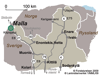 Kartor över och kommunikationer till Malla 